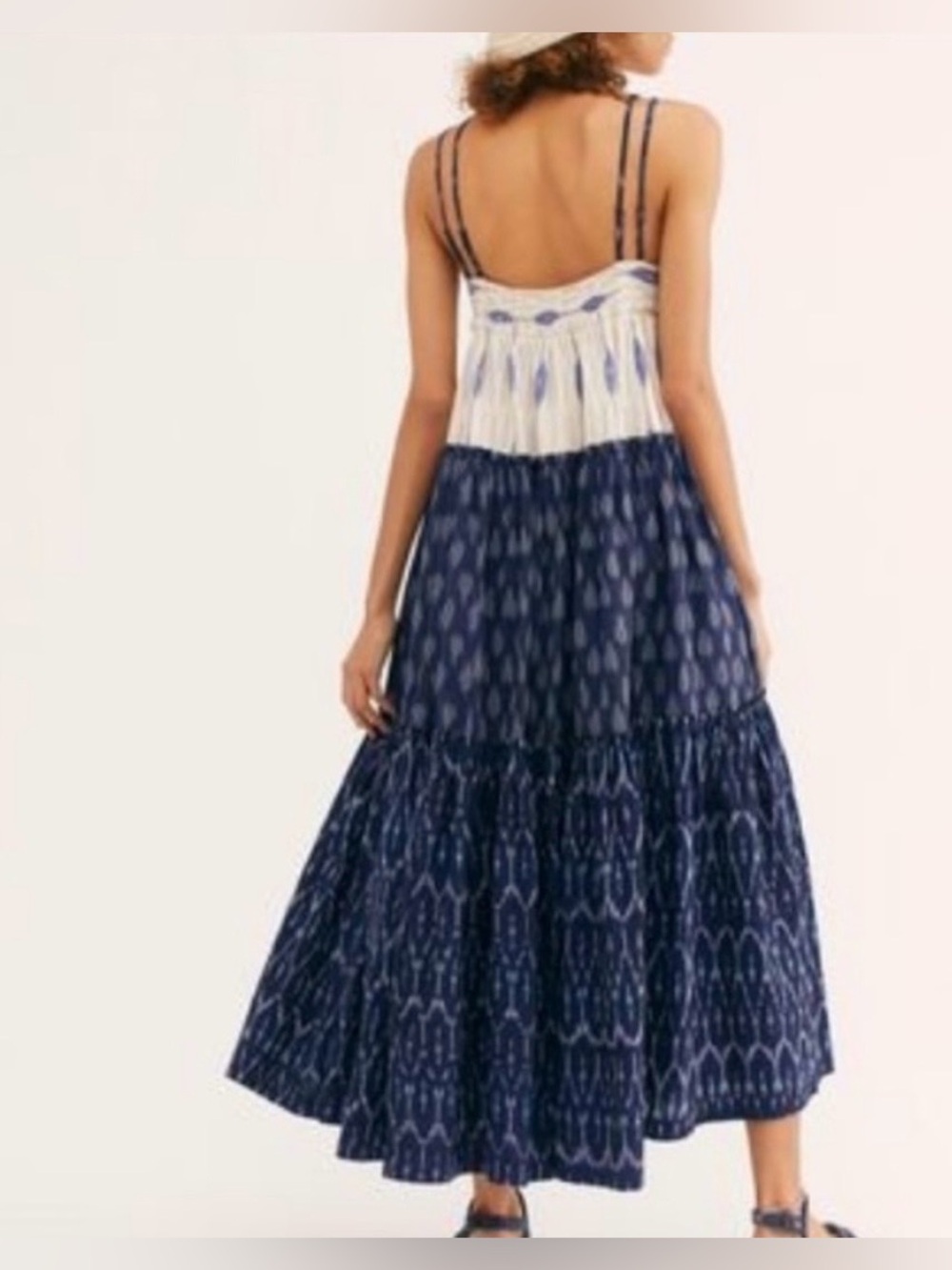 Free People Sweet Summer Blue White Cotton Dress S - Picture 10 of 16